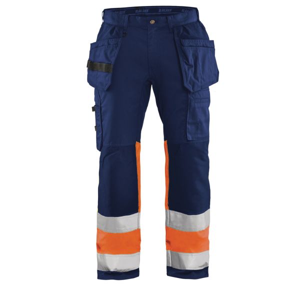 Pantalon artisan haute visibilité stretch marine/orange fluorescent