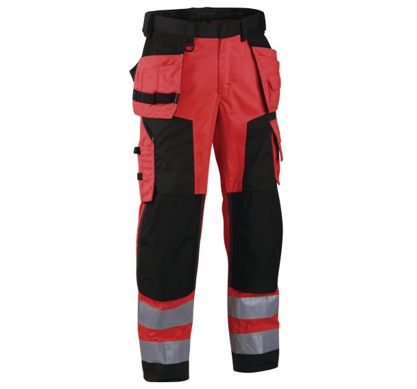 Pantalon artisan softshell haute visibilité rouge fluorescent/noir