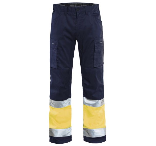 Pantalon artisan stretch haute visibilité marine/jaune fluorescent