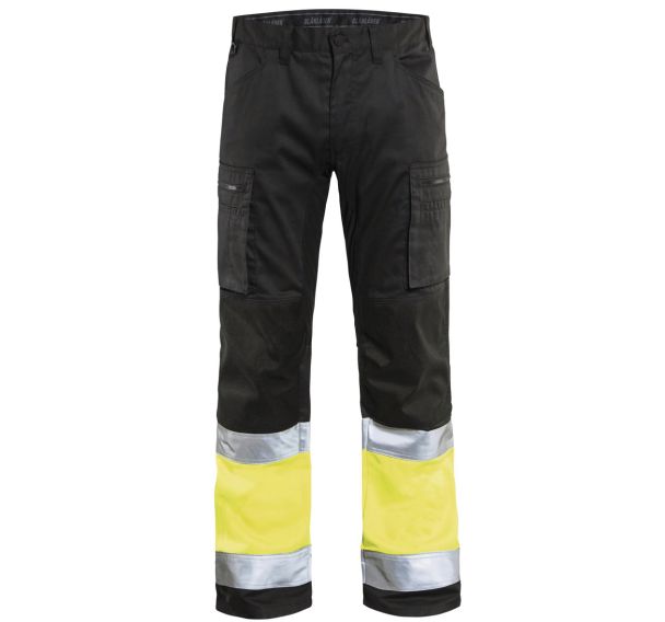 Pantalon artisan stretch haute visibilité noir/jaune fluorescent
