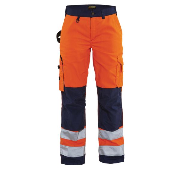 Pantalon haute visibilité femme orange fluorescent/marine