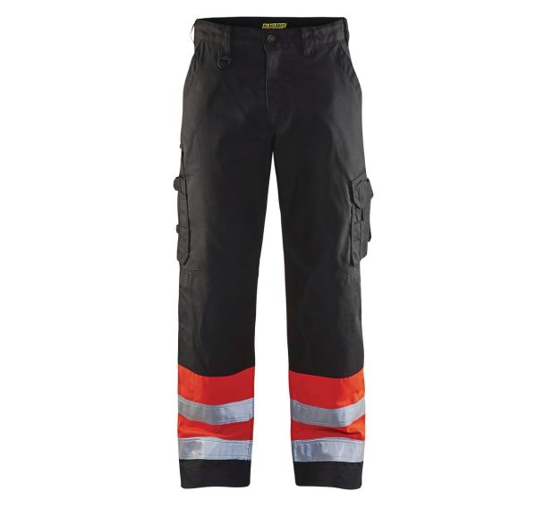 Pantalon haute visibilité noir/rouge fluorescent