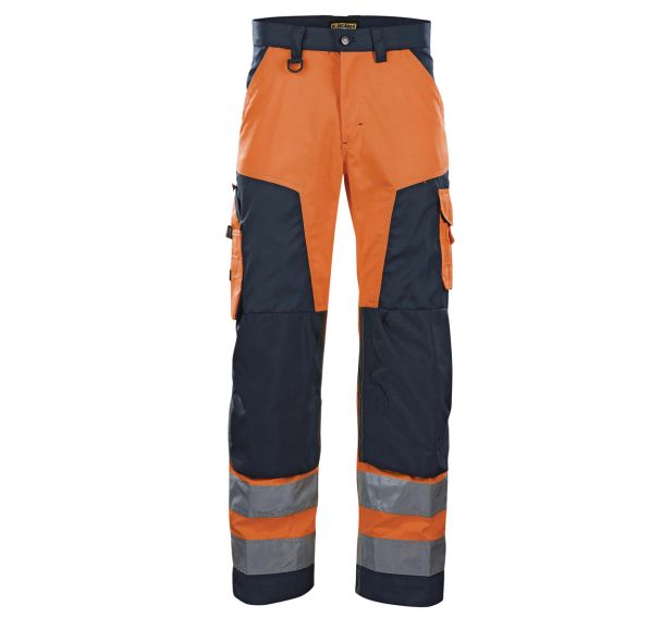 Pantalon haute visibilité orange fluorescent/marine