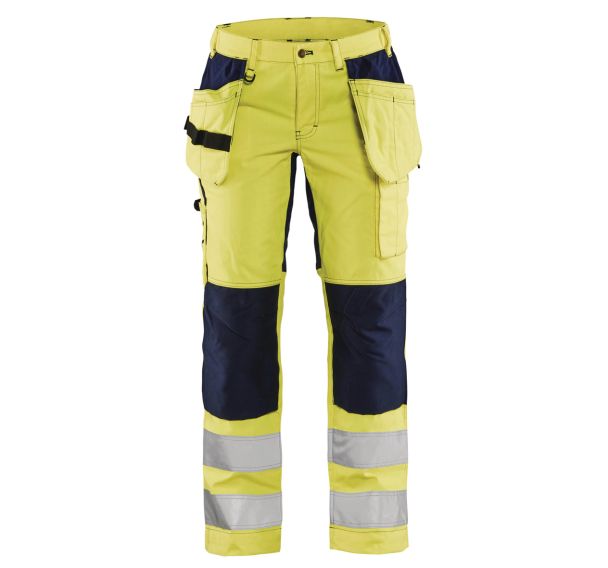 Pantalon haute visibilité stretch femme jaune fluorescent/marine