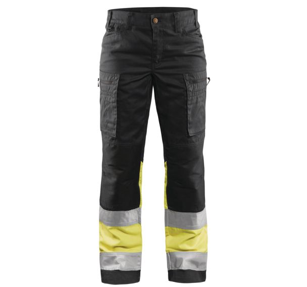Pantalon haute visibilité stretch femme marine/jaune fluorescent
