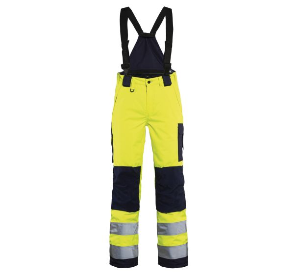 Pantalon hiver à bretelles haute visibilité femme jaune/marine