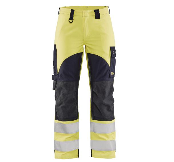 Pantalon multinormes inhérent femme jaune fluorescent/marine