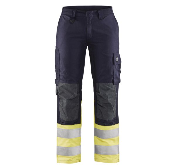 Pantalon multinormes inhérent femme marine/jaune fluorescent