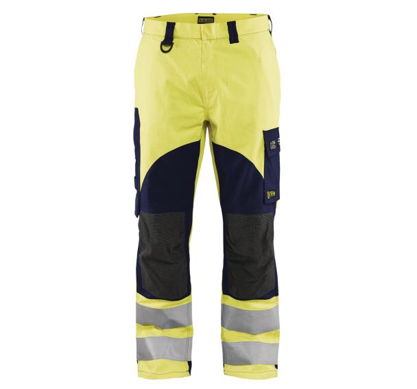 Pantalon multinormes inhérent jaune fluo/marine avec poche pour badge