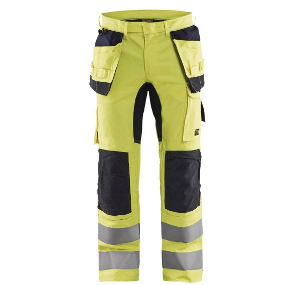 Pantalon multinormes inhérent stretch jaune fluorescent/marine