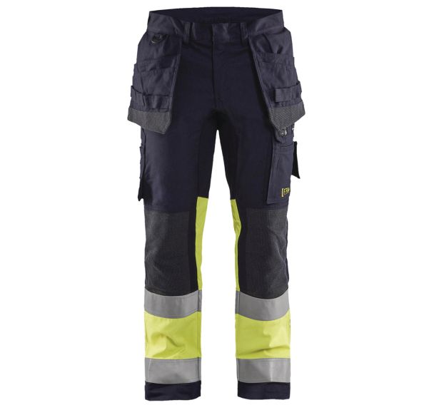 Pantalon multinormes inhérent stretch marine/jaune fluorescent