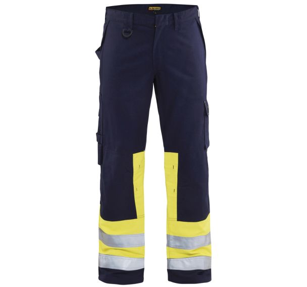 Pantalon multinormes marine/jaune fluorescent
