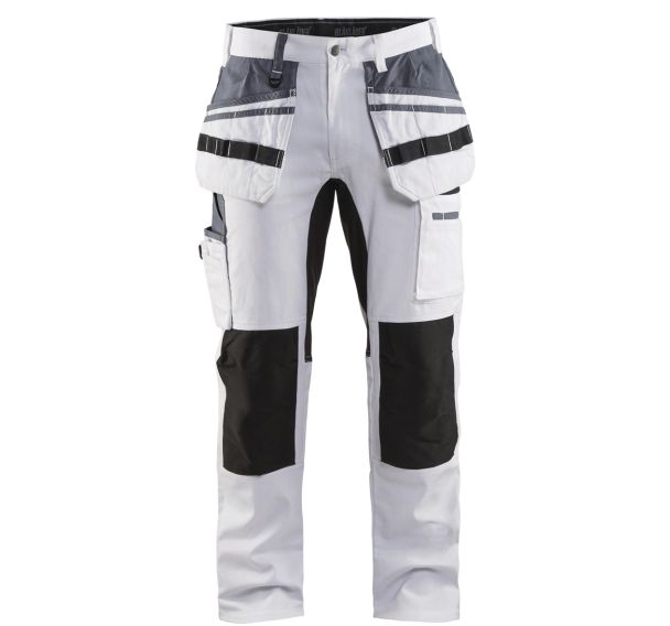Pantalon peintre stretch blanc/noir