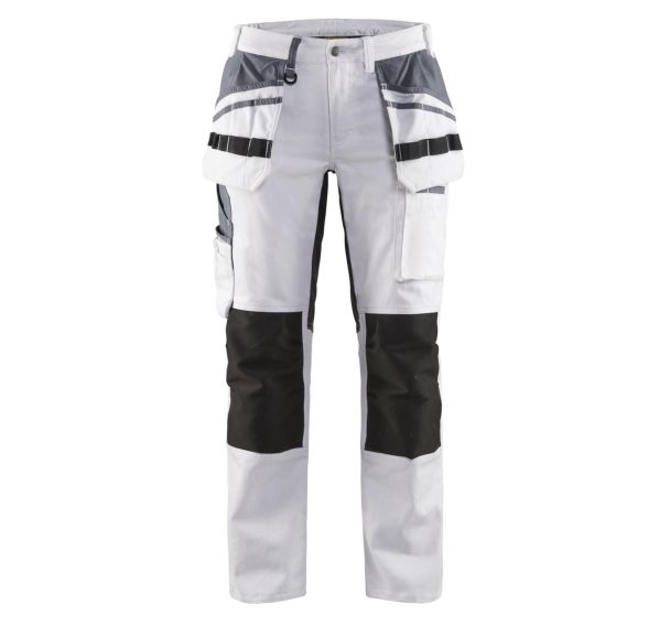 Pantalon peintre stretch femme blanc/noir
