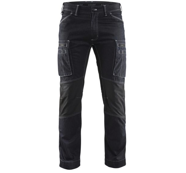 Pantalon services denim stretch marine/noir