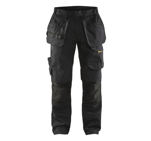 Pantalon services stretch avec poches flottantes noir/jaune