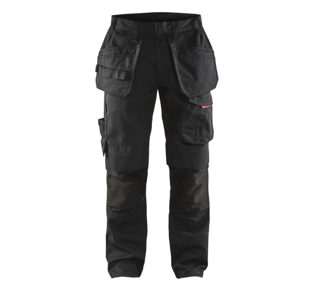 Pantalon services stretch avec poches flottantes noir/rouge