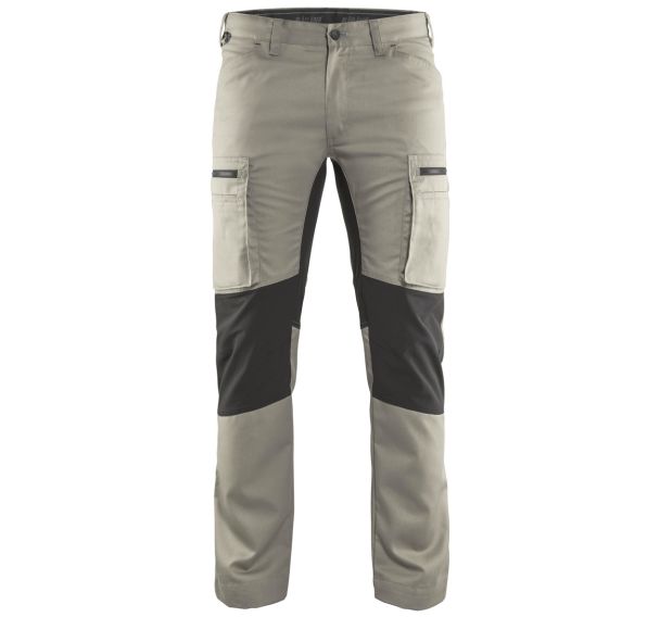 Pantalon services stretch beige/noir