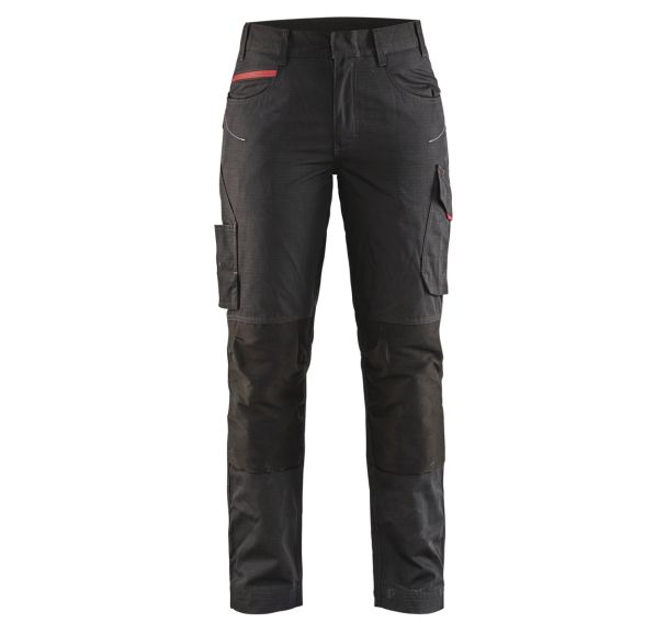 Pantalon services stretch femme noir/rouge