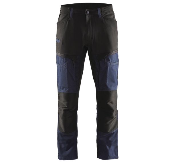 Pantalon services stretch marine foncé/noir, renforcé aux genoux