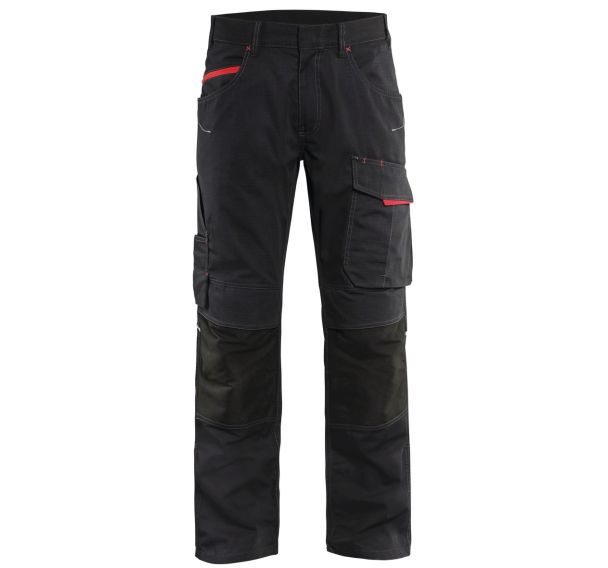 Pantalon services stretch noir/rouge