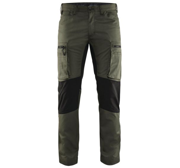 Pantalon services stretch vert armée/noir