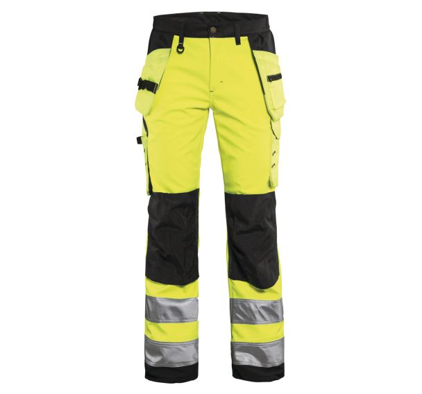 Pantalon softshell haute visibilité femme jaune fluorescent/noir