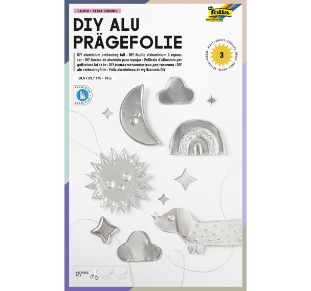 Papier gravure 70µ, à repousser argent 18,5x29,5cm (lot de 3)