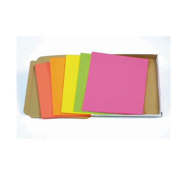 Paquet 100 feuilles affiche fluo A4, couleurs assorties - 90 g
