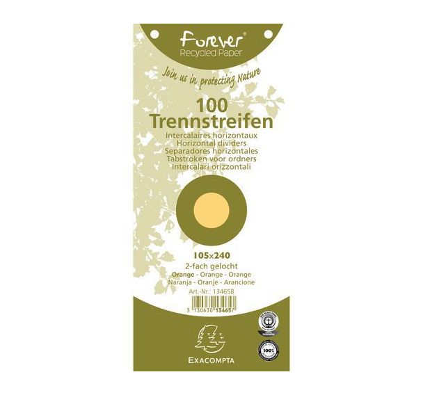 Paquet 100 fiches intercalaires perforées forever 105x240mm