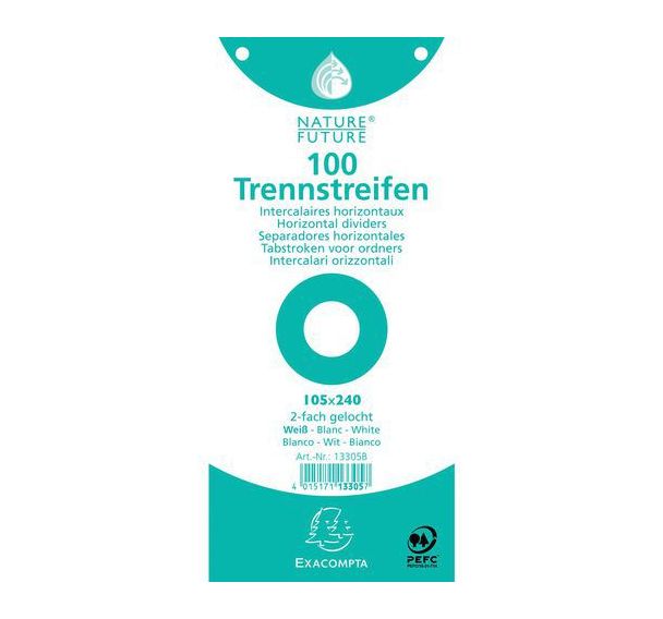 Paquet 100 fiches intercalaires unies perforées - 105x240mm