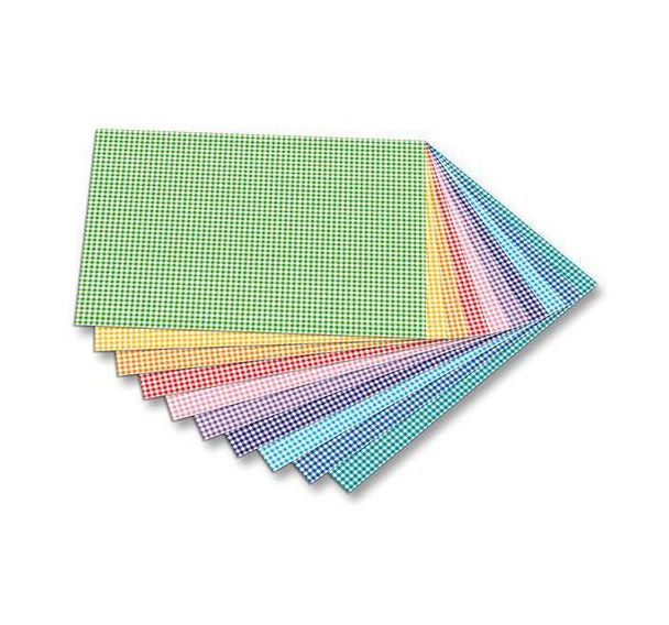 Paquet 10 feuilles carton vichy 50 x 70 cm couleurs assorties