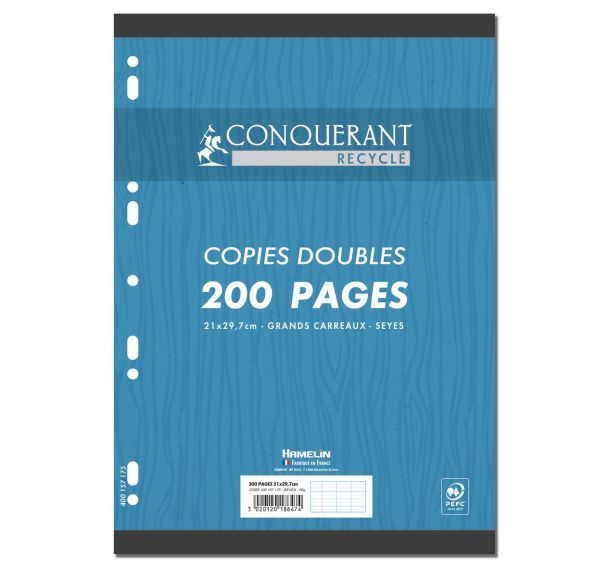 Paquet 50 copies doubles 90g 200 pages papier 100% recyclé
