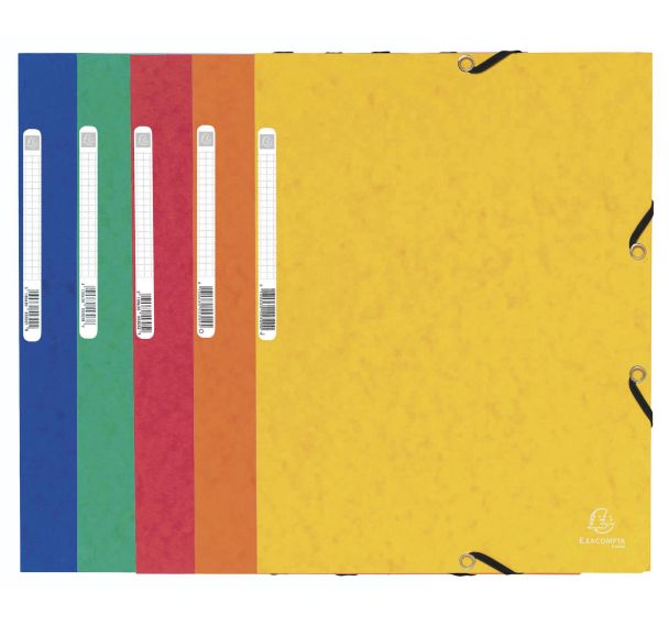 Paquet de 10 chemises A4 à élastiques et rabats pour format A4 assorties. carte lustrée