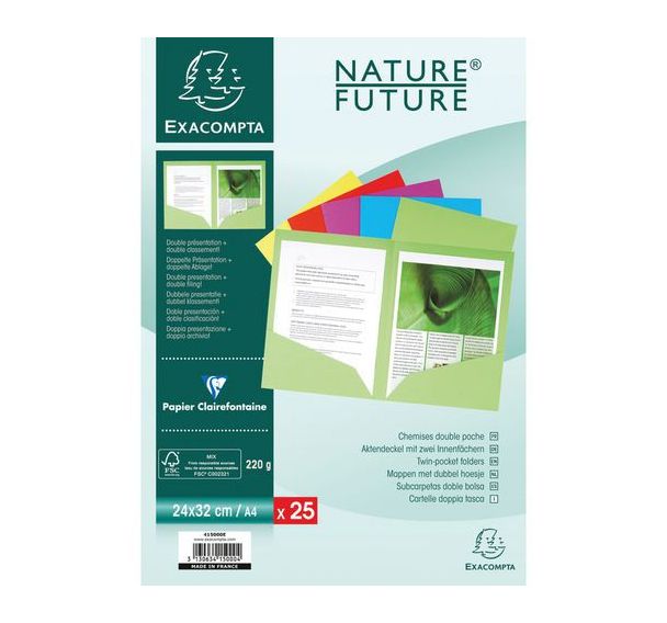 Paquet de 25 chemises rock''s 220 double A4 ou A3 24x32cm