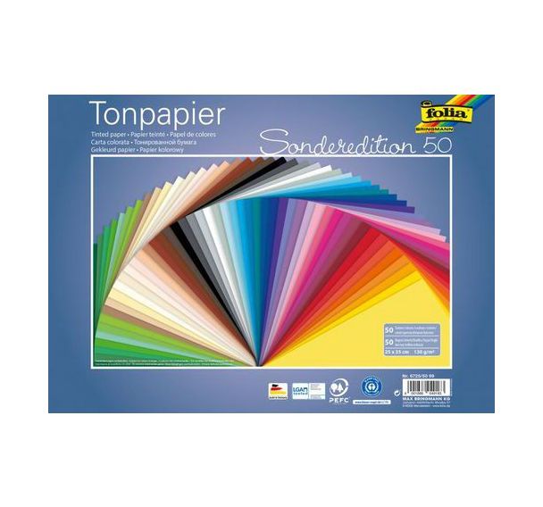 Paquet de 50 feuilles 25x35 cm 130 g couleurs assorties