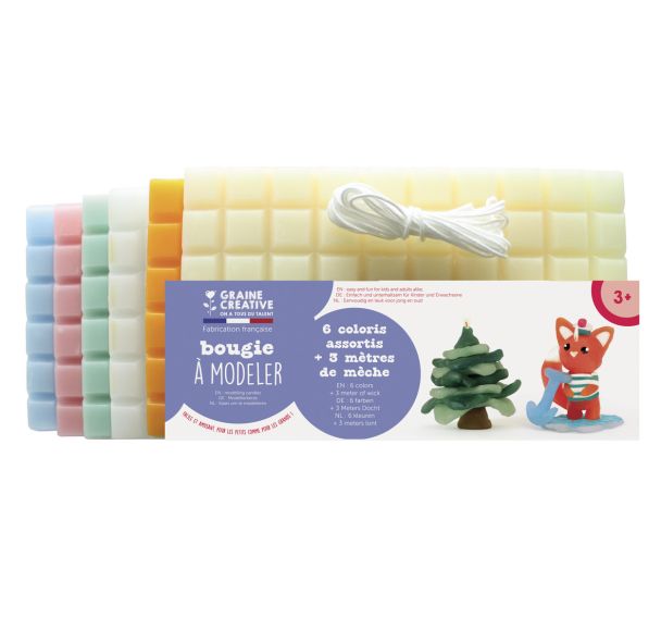Paquet de 6 plaques de bougies 1300 g à modeler avec 8 mèches