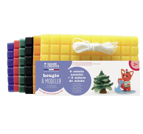 Paquet de 6 plaques de bougies 1300 g à modeler avec 8 mèches