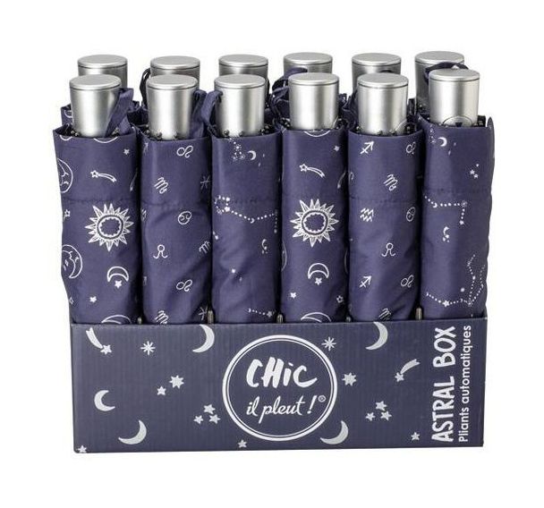 Parapluie mini automatique imprimé astral léger - Lot de 12