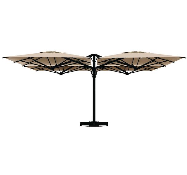 Parasol Quattro Carbon 6 x 6 m sans volant - toile écru
