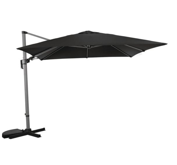 Parasol deporte 3x3 m LB orientable bois flotte mât gris/toile grise