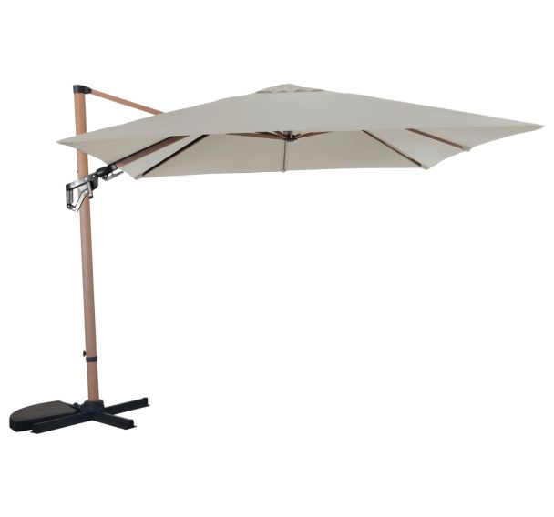 Parasol déporté 3x3 m LB orientable heat look bois oak/écru