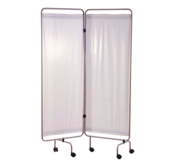 Paravent inox Panneaux avec rideaux tendus blanc Holtex