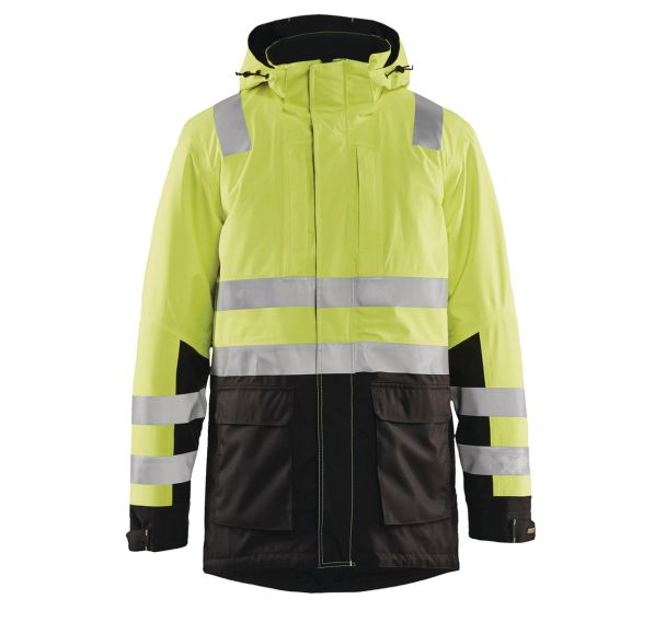 Parka haute visibilité jaune fluorescent/noir
