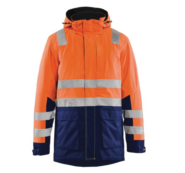 Parka haute visibilité orange fluorescent/marine