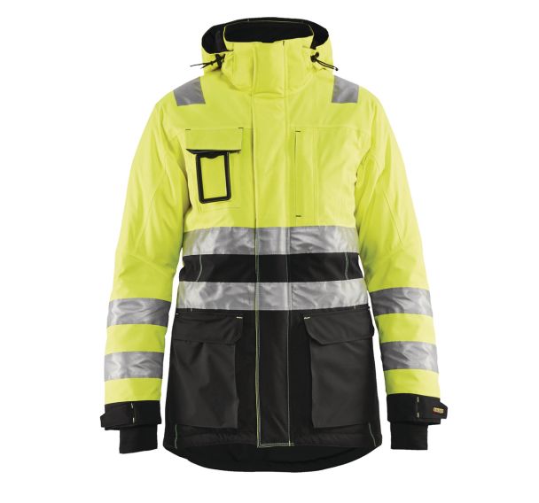 Parka hiver haute visibilité femme jaune fluorescent/noir