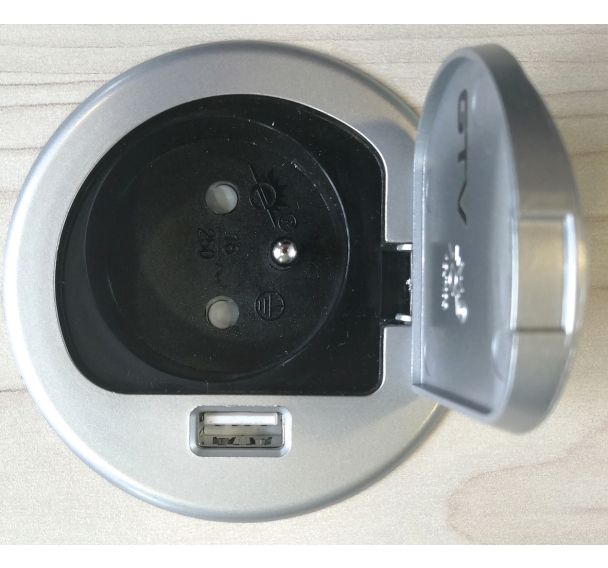 Passe-fil alimentation intégré milieu L76mm argent/noir-3004