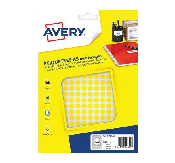 Pastille papier adhésive multi-supports - Avery
