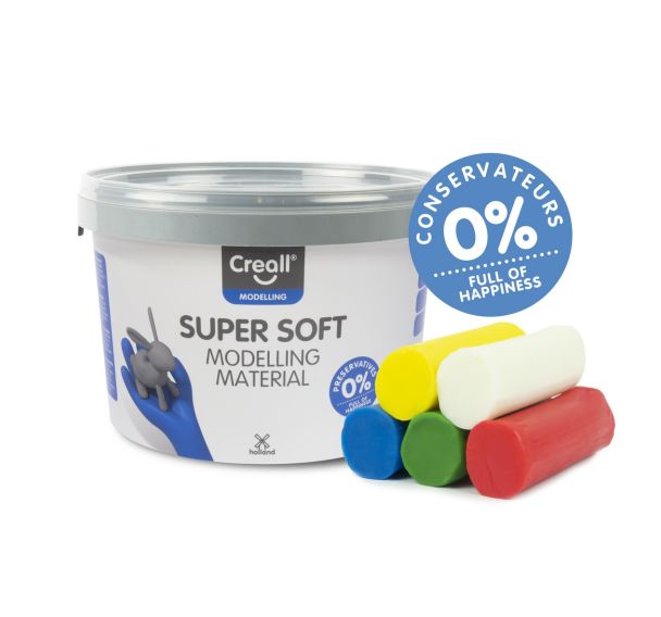Pâte à modeler super soft seau 1750g 5 couleurs