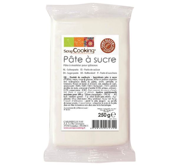 Pâte à sucre arôme vanille 250 g Blanche - Scrapcooking